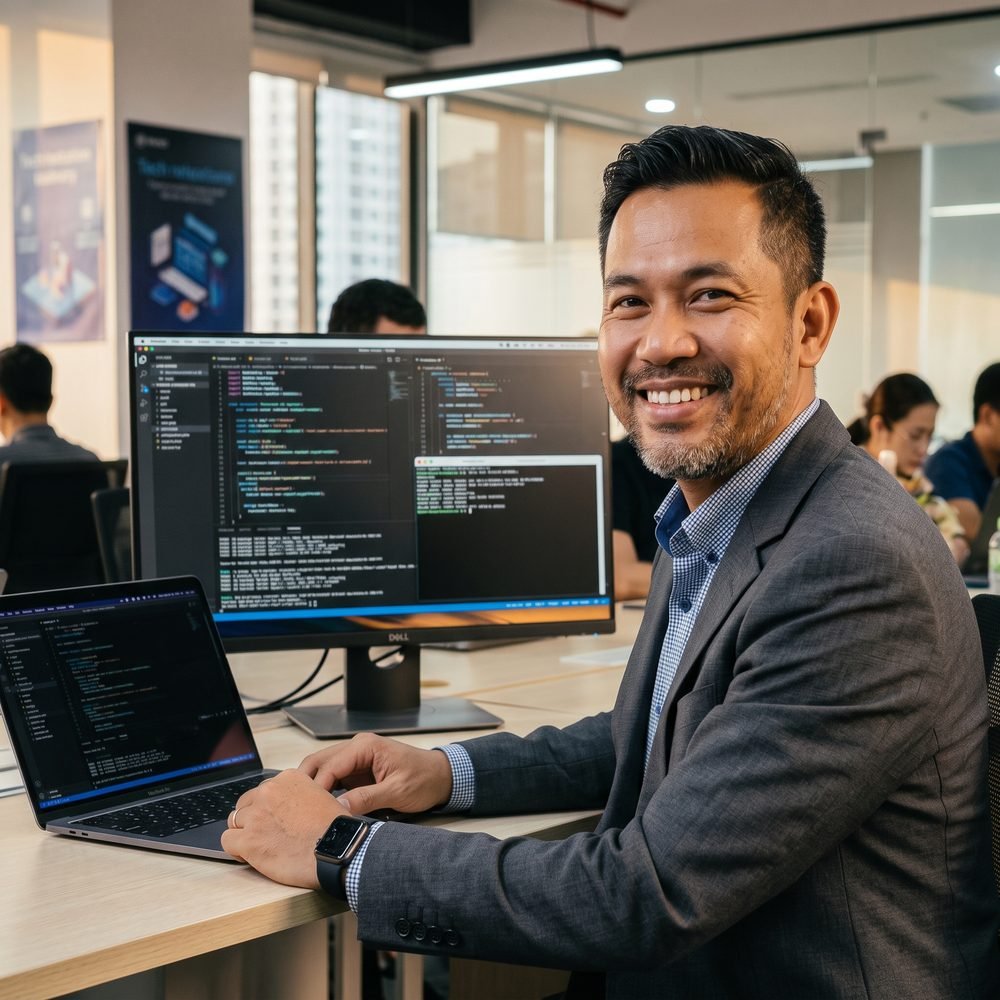 AI Cambodia team member working with AI-assisted development tools